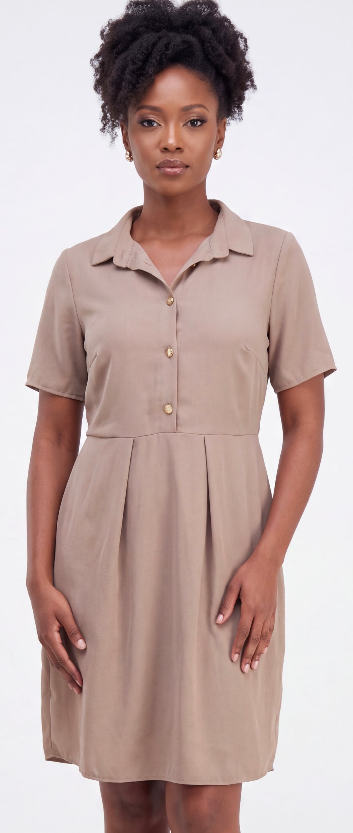 Beige shirt dress