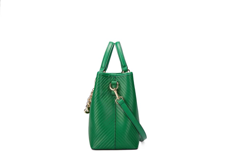 Green stripped medium handbag