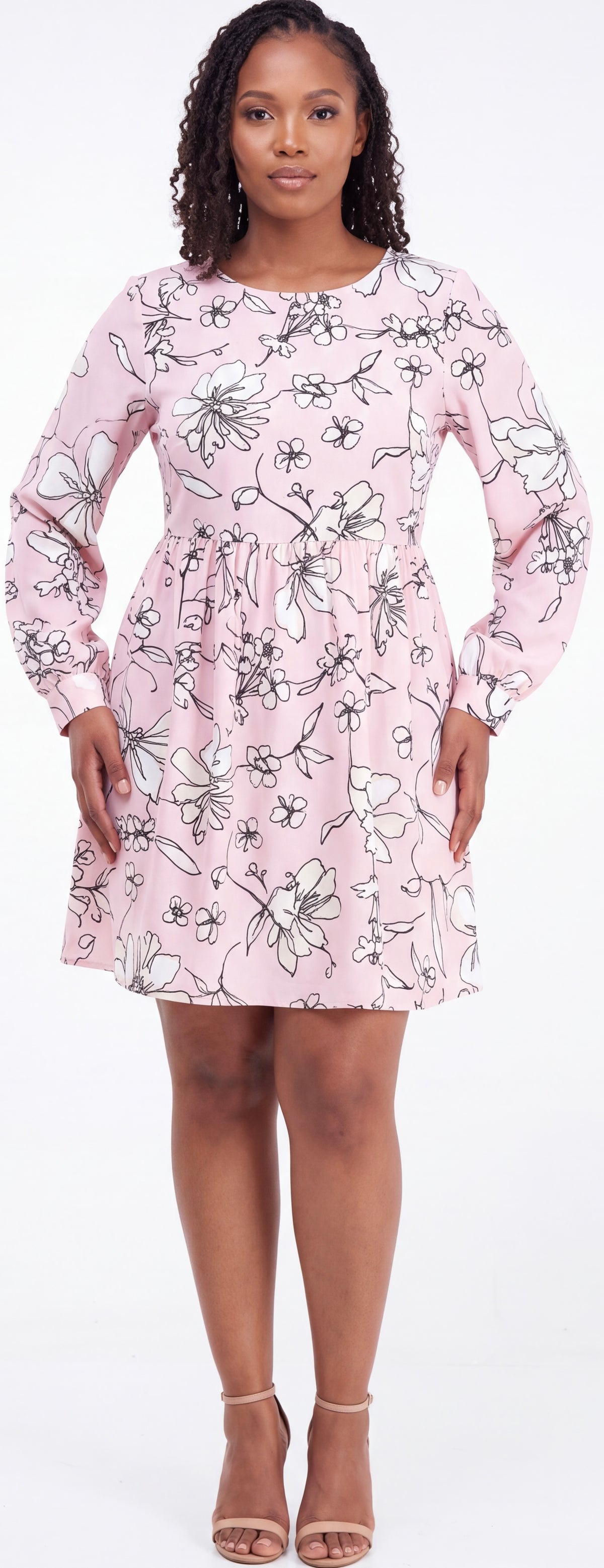 Pink floral skater dress