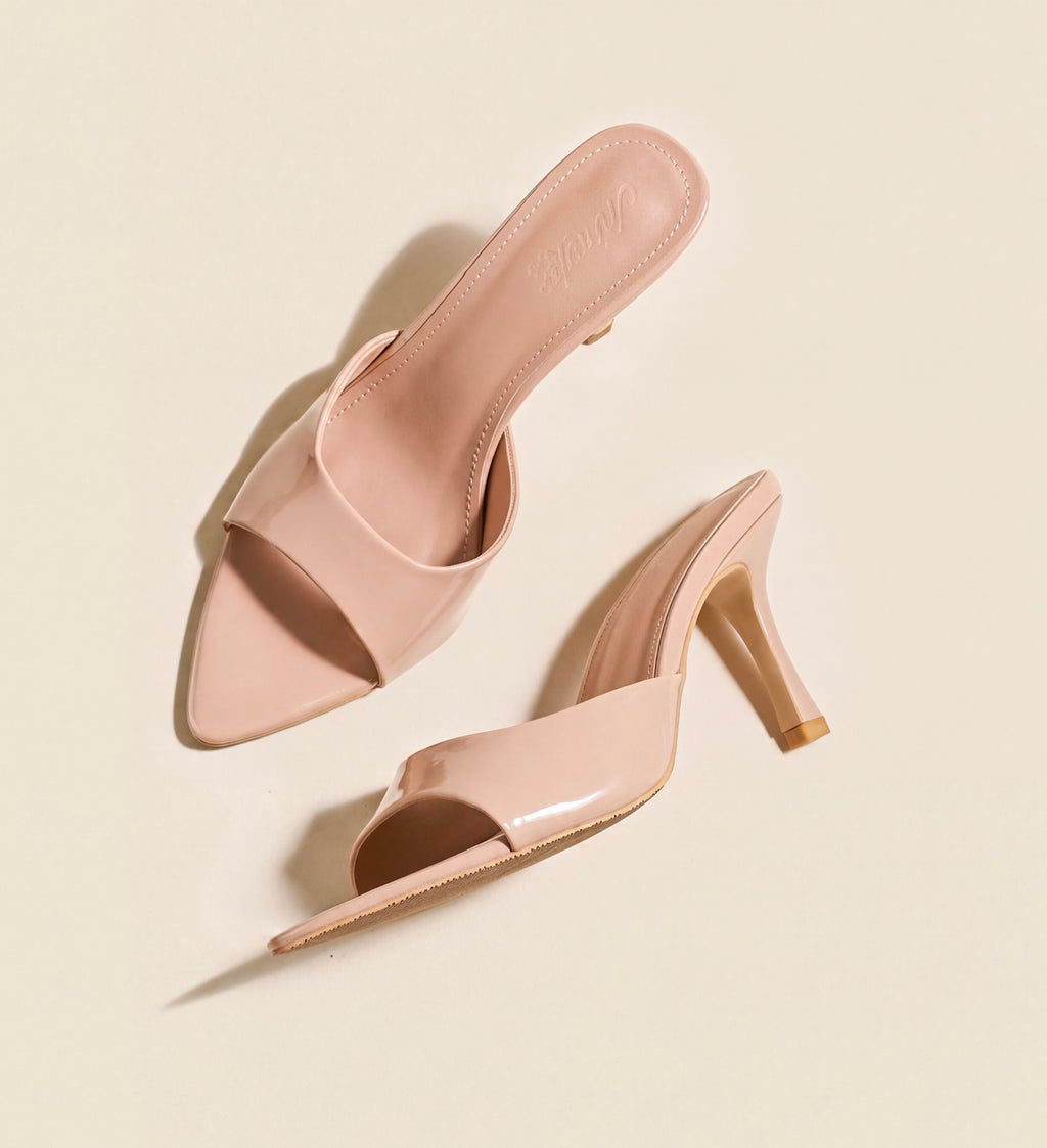 Nude mule heels