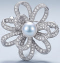 Pearl silver brooch