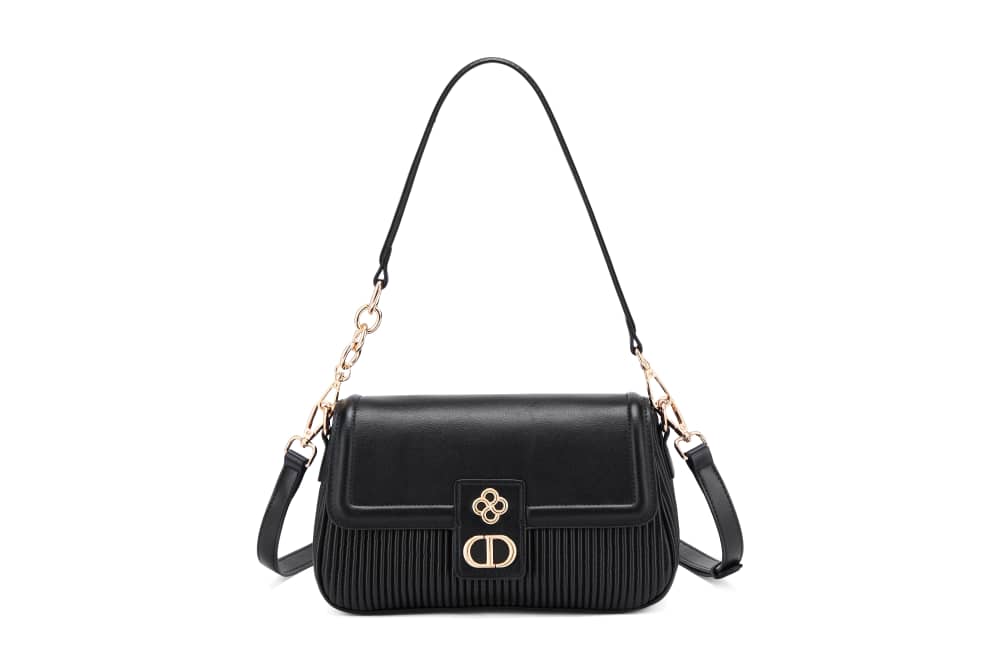 Black ruched crossody bag
