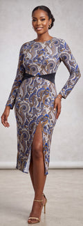 Slit print dress