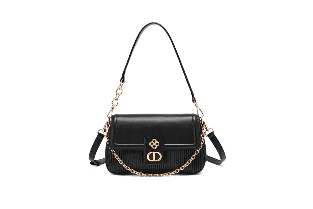 Black ruched crossody bag