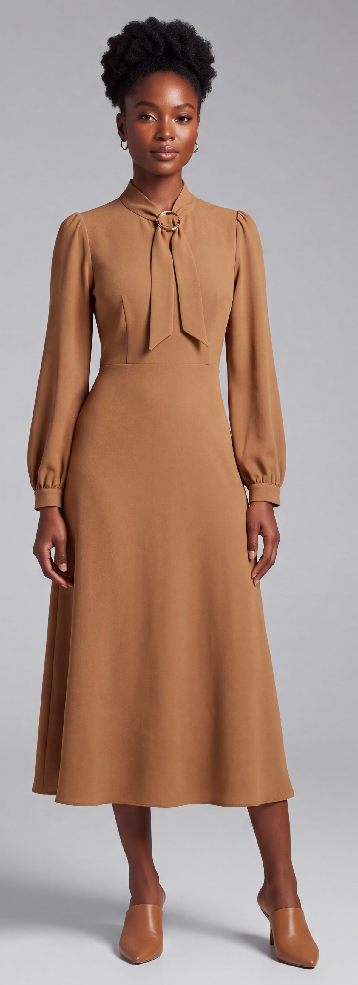 Brown midi dress